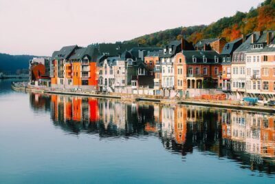 dinant, row houses, waterfront